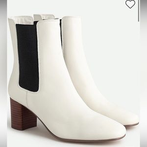 J. Crew Willa leather stacked-heel boots